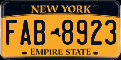NY license plate FAB8923