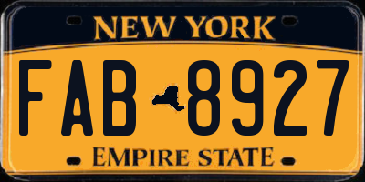 NY license plate FAB8927