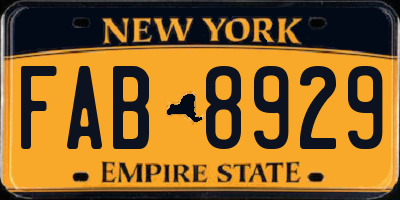 NY license plate FAB8929