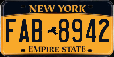 NY license plate FAB8942