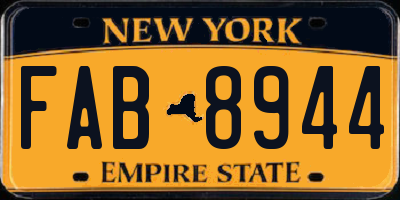 NY license plate FAB8944