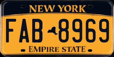 NY license plate FAB8969