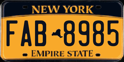 NY license plate FAB8985