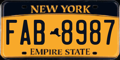 NY license plate FAB8987