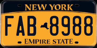 NY license plate FAB8988