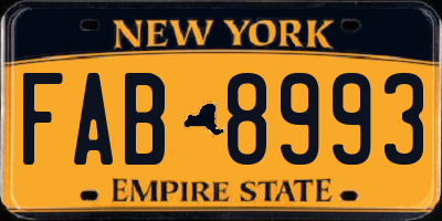 NY license plate FAB8993