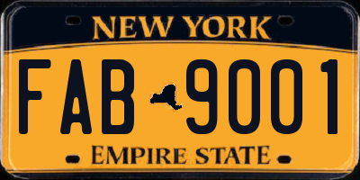 NY license plate FAB9001
