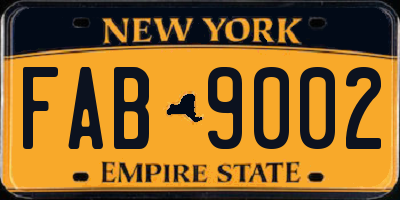 NY license plate FAB9002