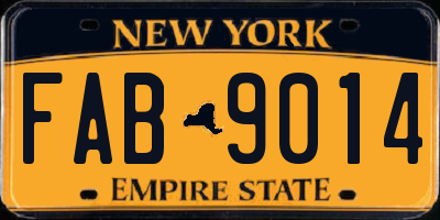 NY license plate FAB9014