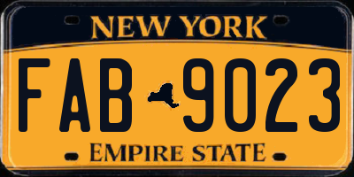 NY license plate FAB9023