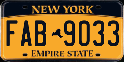 NY license plate FAB9033