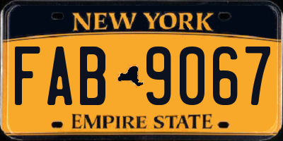 NY license plate FAB9067