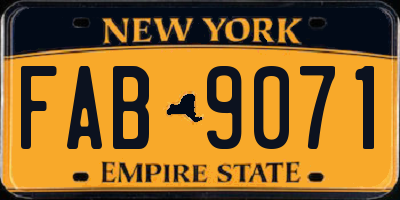 NY license plate FAB9071