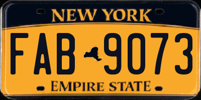 NY license plate FAB9073