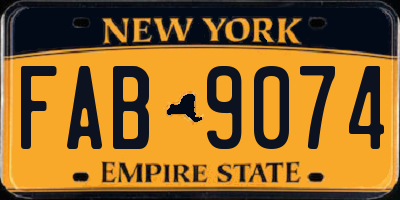 NY license plate FAB9074