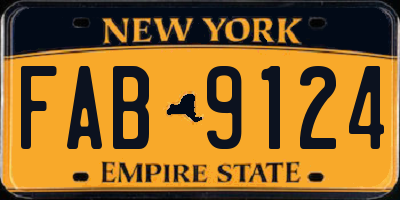 NY license plate FAB9124