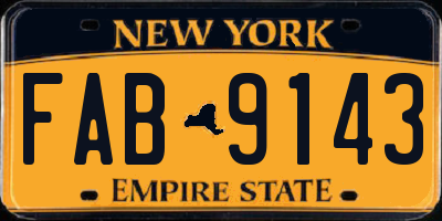 NY license plate FAB9143