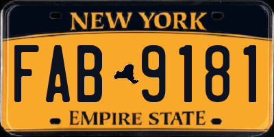 NY license plate FAB9181