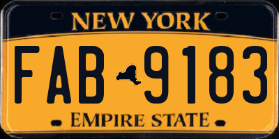 NY license plate FAB9183