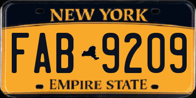 NY license plate FAB9209