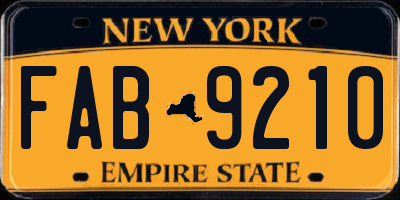 NY license plate FAB9210