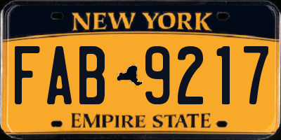 NY license plate FAB9217