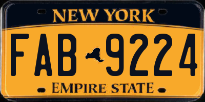 NY license plate FAB9224