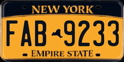 NY license plate FAB9233