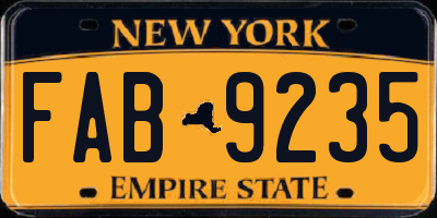NY license plate FAB9235
