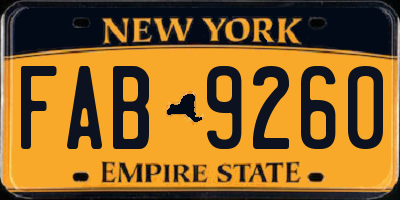 NY license plate FAB9260