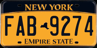 NY license plate FAB9274