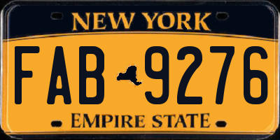 NY license plate FAB9276