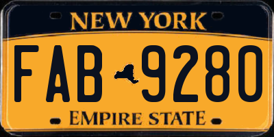 NY license plate FAB9280