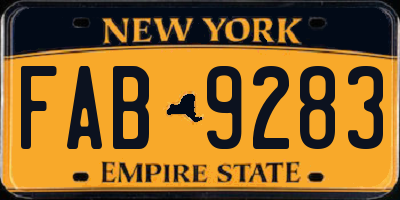 NY license plate FAB9283