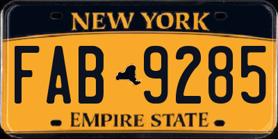 NY license plate FAB9285