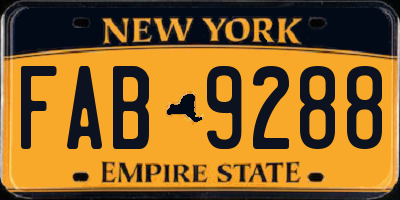 NY license plate FAB9288