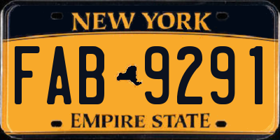 NY license plate FAB9291