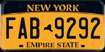 NY license plate FAB9292