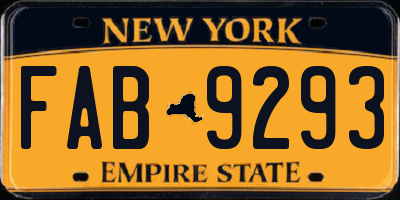 NY license plate FAB9293