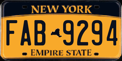 NY license plate FAB9294
