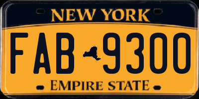 NY license plate FAB9300
