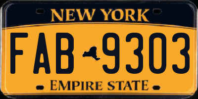 NY license plate FAB9303