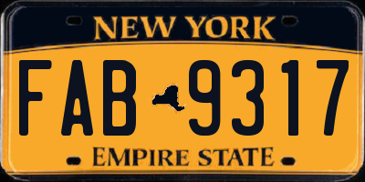 NY license plate FAB9317