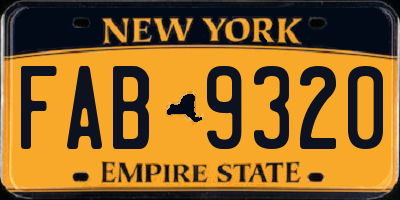 NY license plate FAB9320