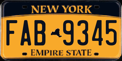NY license plate FAB9345