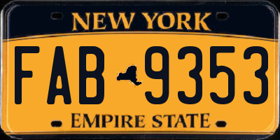 NY license plate FAB9353