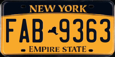 NY license plate FAB9363
