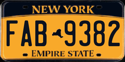 NY license plate FAB9382