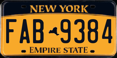 NY license plate FAB9384