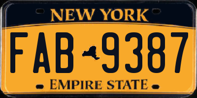 NY license plate FAB9387